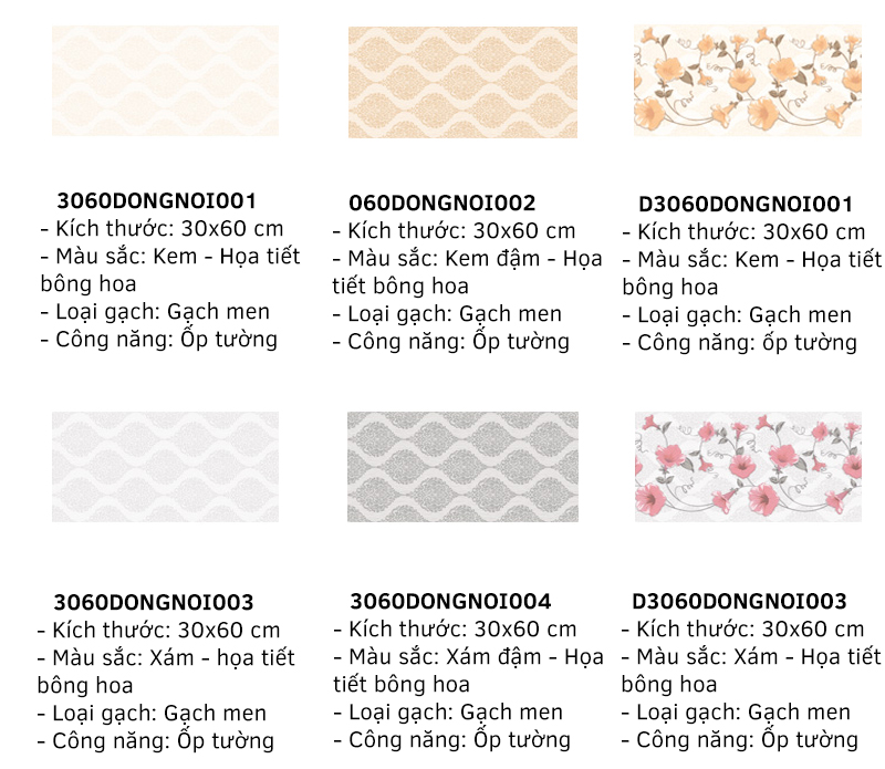 bộ sưu tập gạch men đồng nội